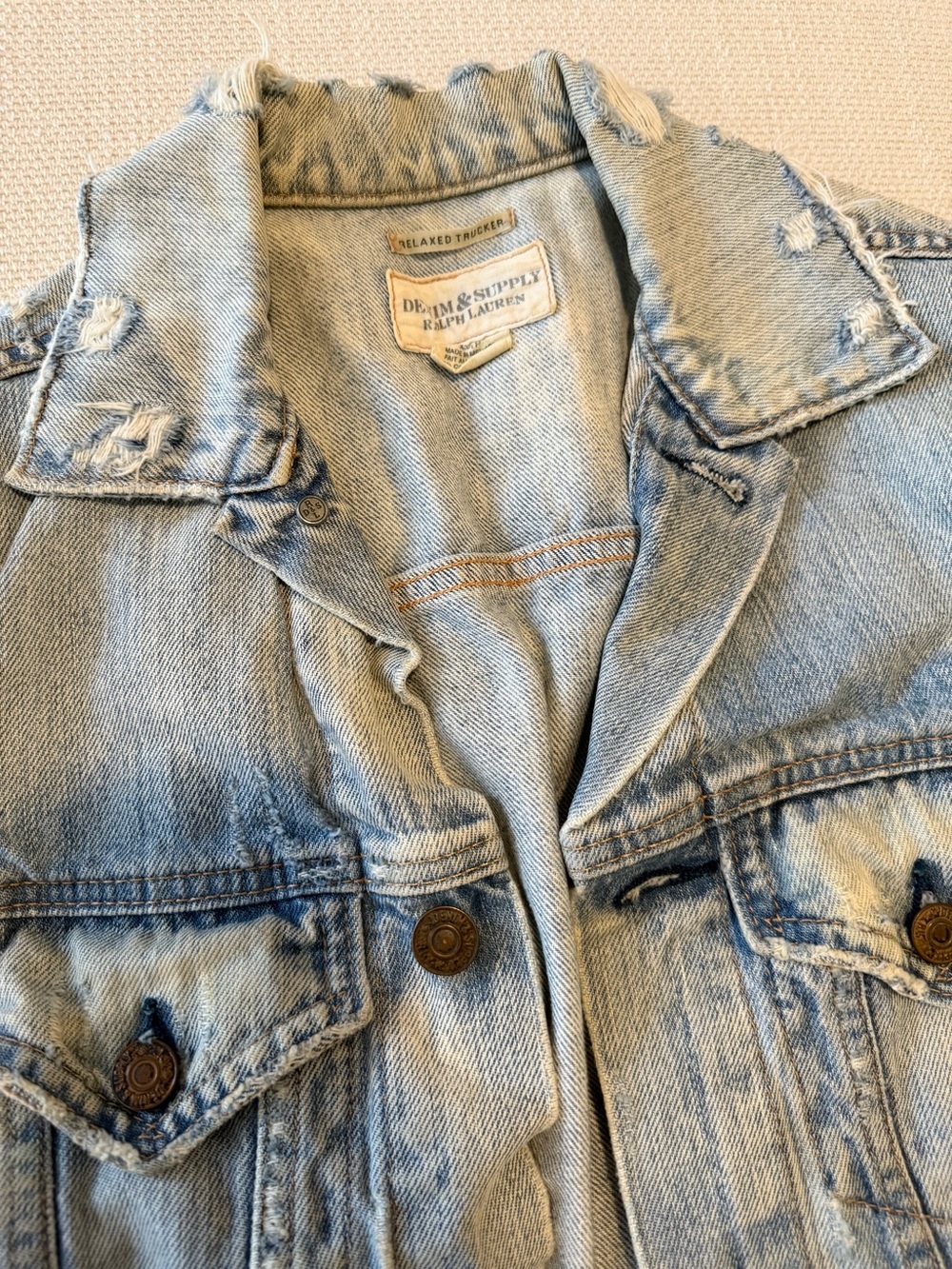 Ralph Lauren Distressed Light Blue Denim Jacket Vintage Inspired - Picture 6 of 7